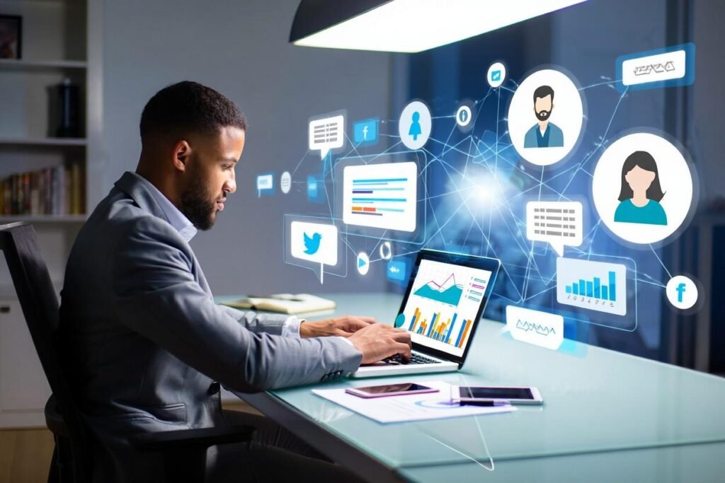 Freelance digital marketer working on campaign strategy and lead generation